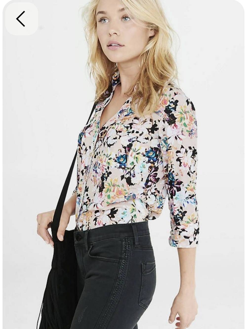 EXPRESS Portofino Floral Print Blouse Large